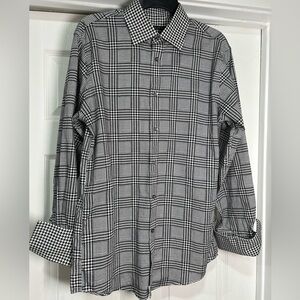 Sean John Monochrome Plaid Button Down Shirt